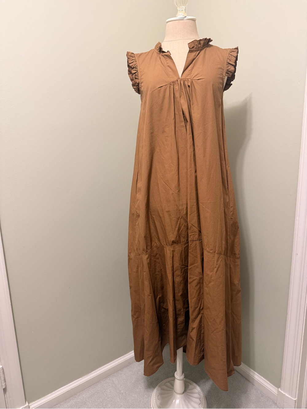 Chepe Brown Ruffle Sleeve Maxi Dress - Casual Women's Dress
